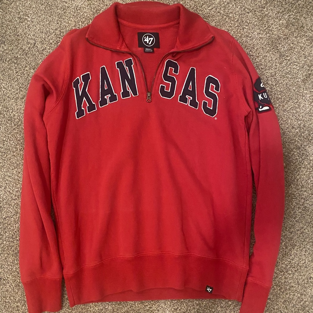 47 brand KU quarter zip sweatshirt size small